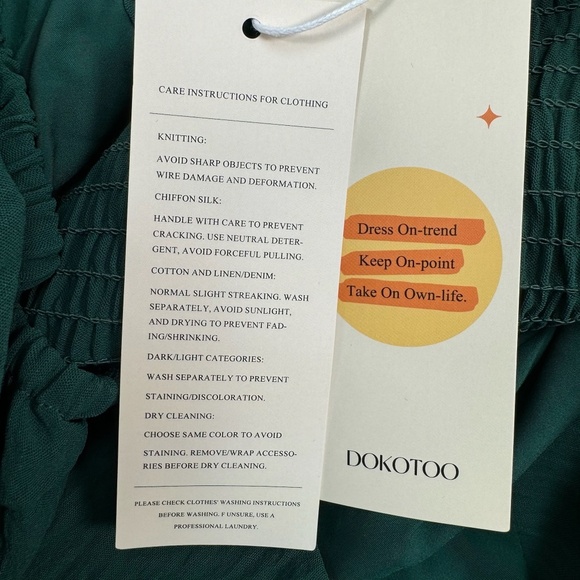 Dokotoo Off Shoulder Short Sleeve Mini Dress Women Size XL Green Smocked Tie NWT - Picture 4 of 12